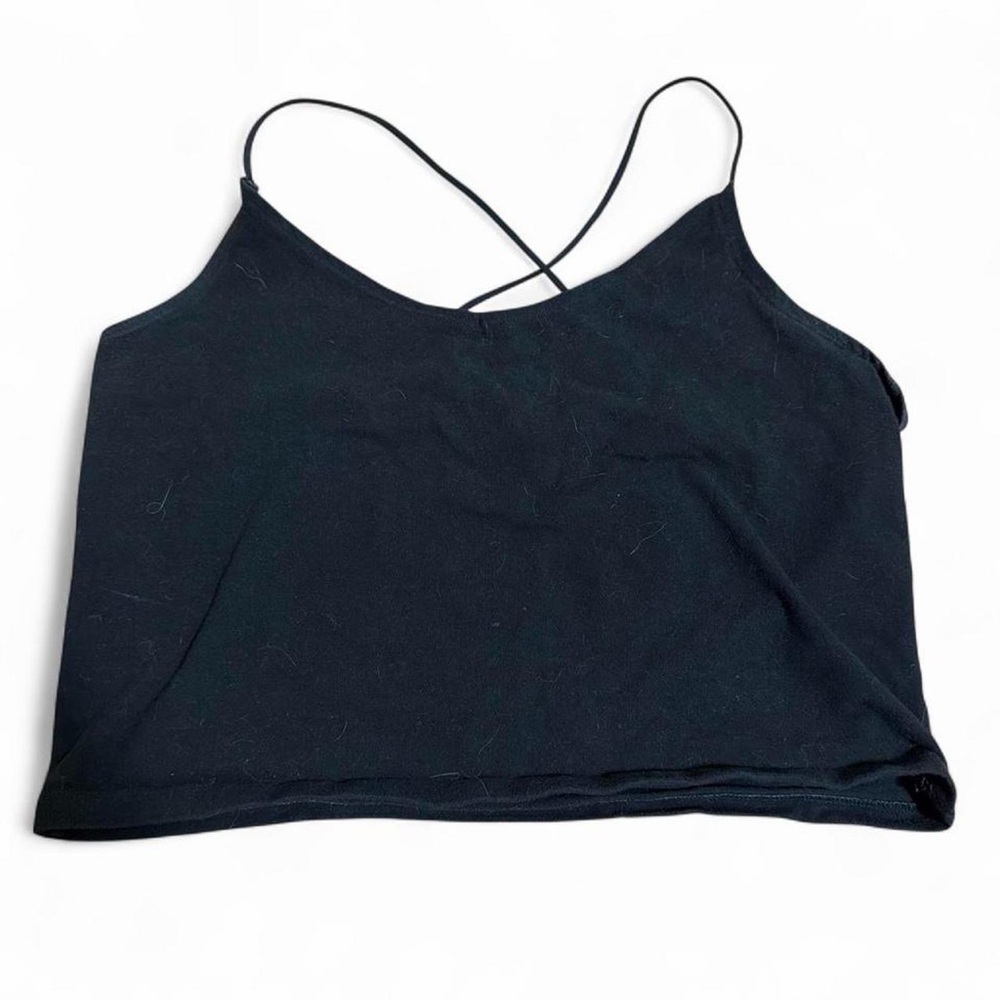 abercrombie black cropped cami with strappy detailing